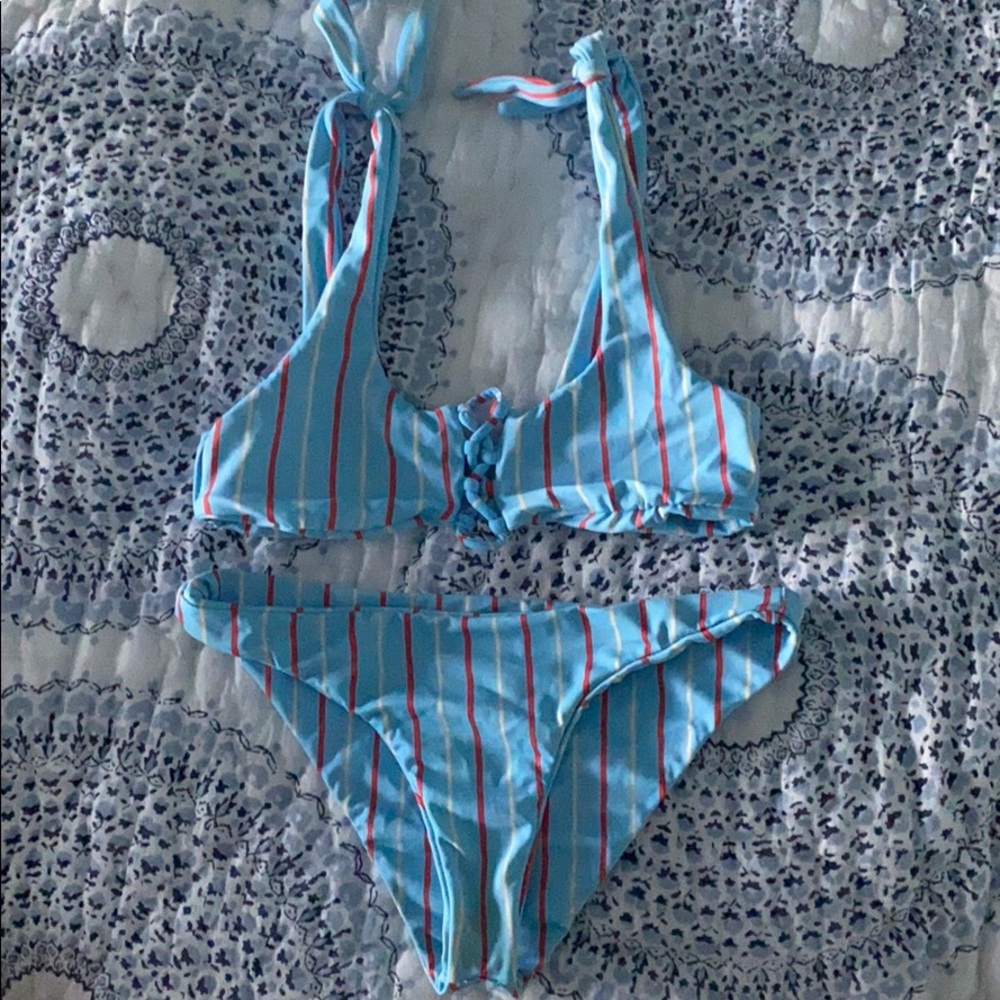 Red white and blue striped bikini